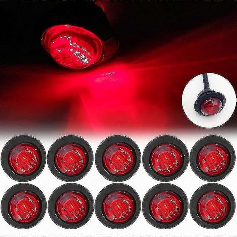 Lot 10 feux indicateurs LED universels - Remorque/poids lourd - Bullet - Rouge (1/5)