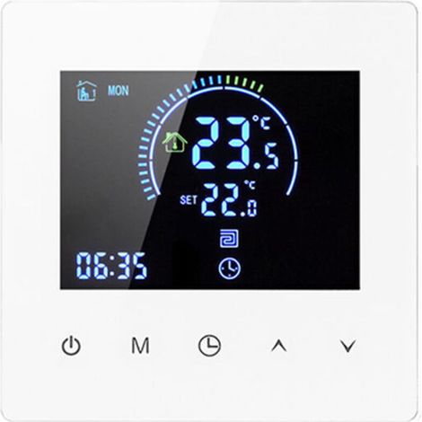 Thermostat de chauffage électrique pour chaudière à gaz, thermostat d'ambiance programmable, régulateur de température mural avec numérique 16 A, blanc (1/4)