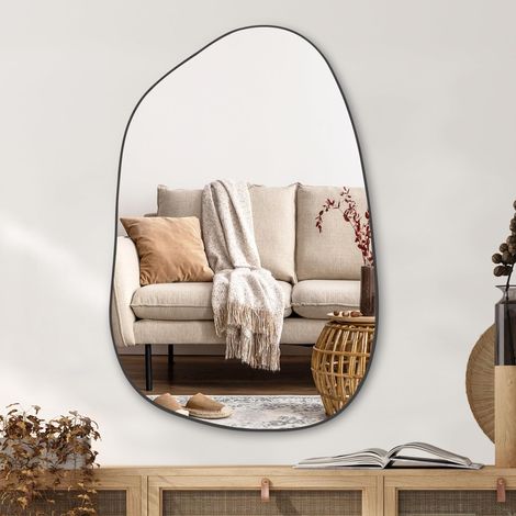Miroir Mural Irrégulier Asymétrique, 101,6 x 66 cm Miroir Noir pour Salle de Bain Chambre Salon Entrée, Décoration Murale Moderne Décorative, Miroir Mural (Noir, 101,6 x 66 cm) (1/5)