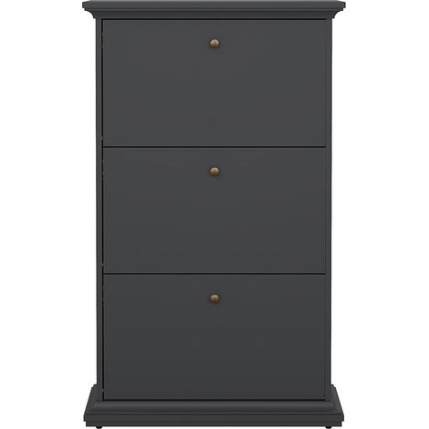Venedig Schuhschrank mit 3 Klappen matt grau.