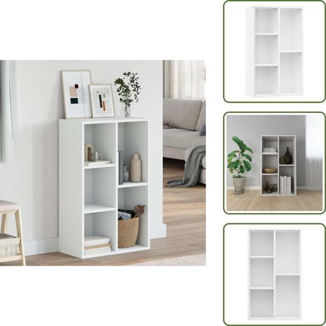 The Living Store Libreria/Credenza Bianca 50x25x80 cm in Legno Multistrato - Credenza moderna