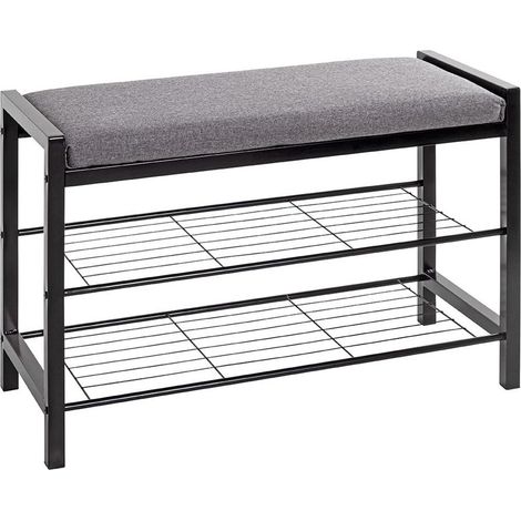 Banc Rangement à Chaussures "Elia" 75cm Gris & Noir (1/5)