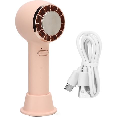 Mini ventilateur de poche rechargeable USB avec plaque rafraîchissante, portable et léger, idéal pour le maquillage des cils, les enfants et les femmes, rose. (1/5)