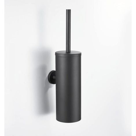 Black toilet brush, 12.5 x 12.5 x 40.5 cm, wall-mounted stainless steel toilet brush with holder. (1/5)