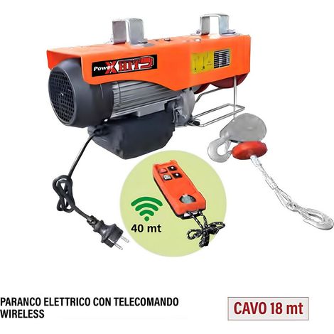 Paranco Elettrico con Telecomando Wireless Cavo 18 Metri Portata Max 250 kg – PH916