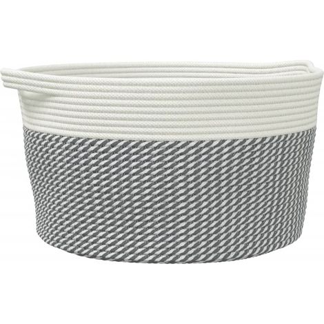 Storage Basket Grey and White Ø40x25 cm Cotton vidaXL (1/5)