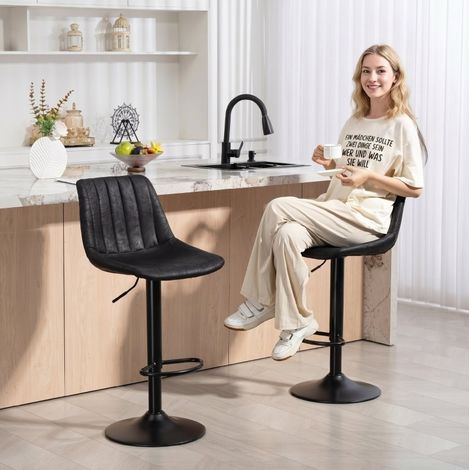 Set di 2 sgabelli da bar neri 43 x 46,5 x 89-110 cm, regolabili in altezza (1/5)