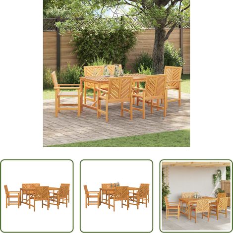 vidaXL Essstuhl - Garten Essgruppe 6 pcs Braun Massivholz Akazie (1/5)