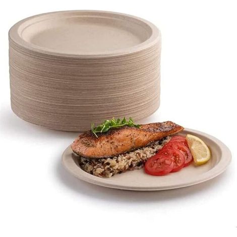 Lot de 50 assiettes en carton super rigides 100 % biodégradables et compostables, respectueuses de l'environnement, très résistantes, recyclables, parfaites pour les pique-niques (17,8 cm) (1/4)