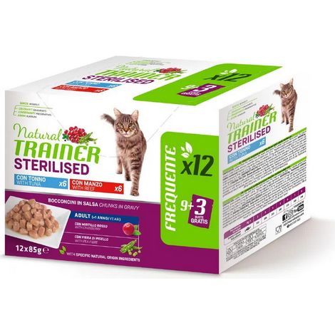 Trainer Gatto Adult Sterilised Multipack Buste 24 x 85gr Tonno e Manzo (1/2)