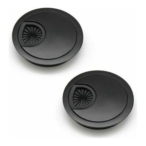 60 mm Kabelkanal-Lochabdeckung für Schreibtische und Werkbänke. Farbe: Schwarz. Material: Zinklegierung. 2 Stück FLITI