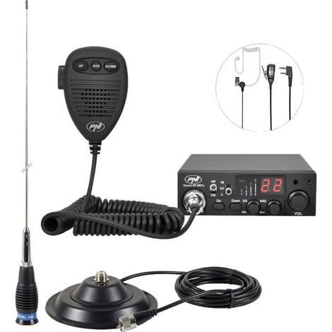Station CB - CBI - ESCORT CB 8001L ASQ - Antenne PNI ML145 - Aimant 145 - Noir