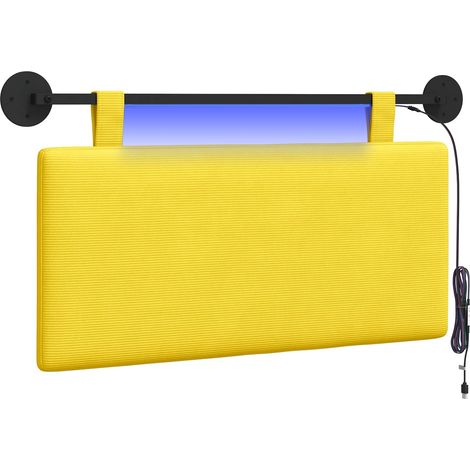 Testiera Testata del letto sospesa Con luce LED Giallo Chiaro Tessuto in Cords (1/5)
