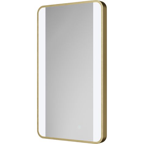 Colore Wade Brushed Brass 400mm x 700mm Illuminated Dimmable LED Mirror with Demister and Touch Sensor (1/5)