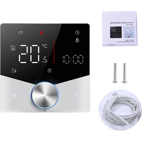 Thermostat sans fil, adapté aux appareils de chauffage électrique domestiques, compatible avec une application et un assistant vocal, contrôle précis de la température, compatible avec l'alimentation  (1/5)