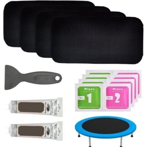 Kit de réparation de Trampoline, Ensemble de réparation de Patch de Trampoline adhésif rectangulaire, kit de Fixation de Tapis de Saut avec Colle pour Matelas à air Trampoline (1/5)