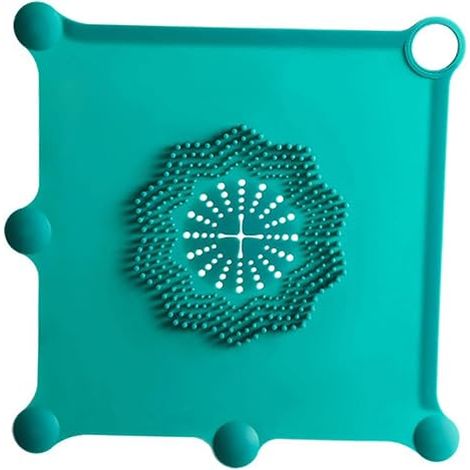 Cache-bonde de douche, grille plate carrée en silicone réutilisable et facile à nettoyer pour baignoire, vert (1/3)