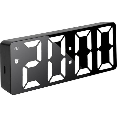 Reloj despertador digital Mateju para dormitorio, doble alarma, función de repetición, puerto de carga tipo C, temporizador de apagado, visualización de fecha y temperatura (blanco y negro). (1/5)
