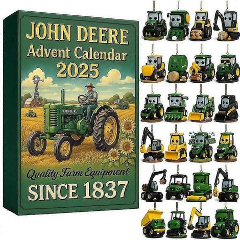 Calendrier de l'Avent John Deere 2025 avec 24 mini-tracteurs décoratifs pour Noël