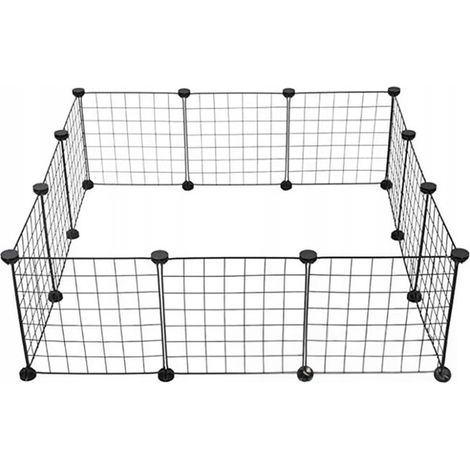PENNA IN METALLO NERO PER CANI, GATTI, CONIGLI, CUCCIOLI 108x108 cm