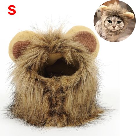 Perruque ajustable pour chat, lavable et confortable, déguisement poilu pour animal de compagnie, tenue festive pour Halloween, Noël, Pâques et fêtes.