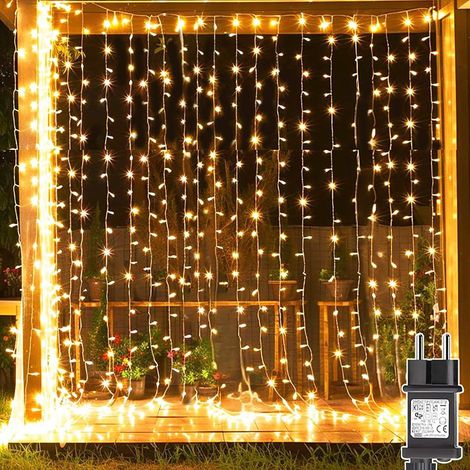 Guirlande lumineuse de Noël 3 m x 3 m, 300 LED, avec transformateur, minuterie, 8 modes, étanche, pour mariage, chambre, Noël, décorations extérieures et intérieures [Classe énergétique F] (1/5)