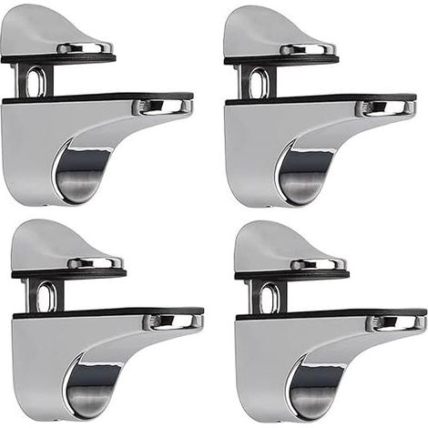 Support D'étagère en Verre Réglable, 4 Pcs Support D'étagère en Verre, Pince en Verre à Fixation Murale, Support pour Étagères en Verre, pour Tablette Verre (1/4)