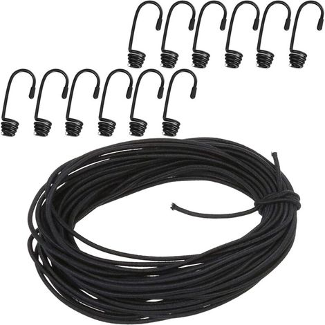 Gummiseil, 4 mm x 20 m, dehnbar, mit 12 Haken, Gummiseil für Camping, Anhängerplanen, Warentransport (1/4)