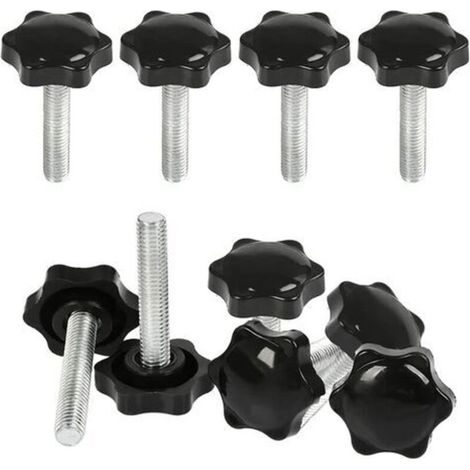10 Pcs M8x40mm Boutons Serrage Vis Tête Moletée,Bouton Main Fileté Ecrou en Etoile Boulon de Serrage Filetage Boutons de Serrage Filetage avec Poignée Serrage de Poignée Visser en Plastique (1/4)