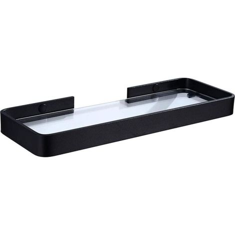 Bardusch-Étagère de douche suspendue en aluminium noir avec ventouse, longueur 30CM, sans perçage, 1 pièce. (1/4)