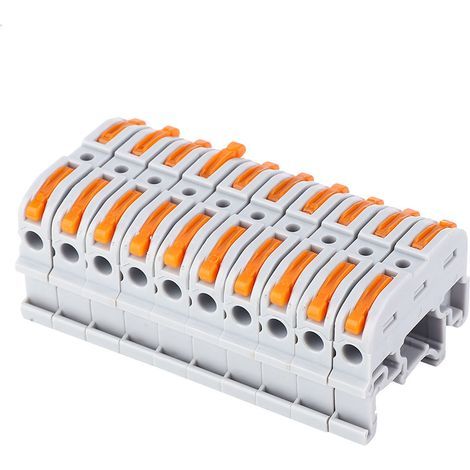 PCT-211 Rail Type Wire Connector, 0.2-4mm, Push-in Quick Wiring Terminal Block (Light Gray), 10 Pieces (1/5)
