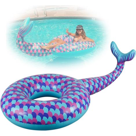 Matelas gonflable géant en forme de queue de sirène, bouée gonflable pour piscine, jouet de plage pour enfants et adultes, 180 cm (queue de sirène pour la natation) (1/4)