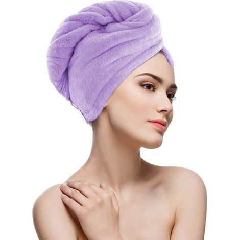 1 pièce serviette turban microfibre, séchage rapide, bouton ajustable, serviette cheveux femme/enfant, usage salle de sport et voyage (1/4)