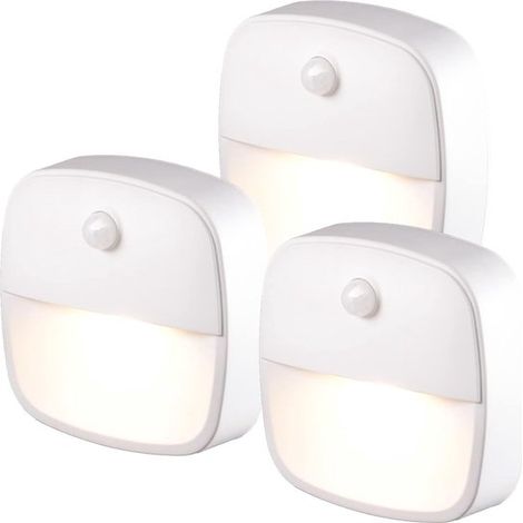 LED-Nachtlicht mit Bewegungsmelder, 3er-Pack, selbstklebende Treppenbeleuchtung für Flur, Schlafzimmer, Kinderzimmer – warmweiß (1/5)