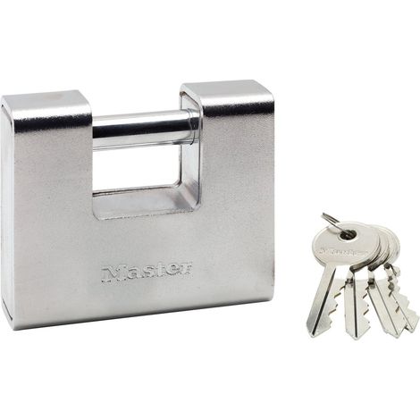 Master Lock 690EURD Candado Rectangular de Zinc a Llaves, Gris, 10,4 x 9 x 2,9 cm (1/4)