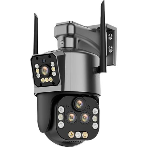 Caméra de sécurité à Domicile Caméra PTZ HD 8K 16mp, Zoom 20X, Quatre objectifs, Infrarouge 100M, Double écran 4K, détection de Mouvement, caméra de sécurité for l'extérieur(8K 16MP No Card) (1/5)