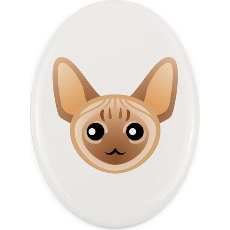 Devon Rex - Carreau funéraire en céramique orné de motifs et d'une inscription par Art-Dog (1/4)