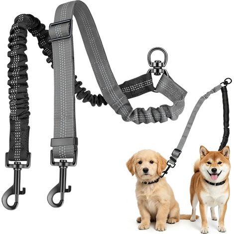 Laisse Double pour 2 Chiens Anti Nœuds Réglable Double Laisse pour 2 Chiens (1/5)