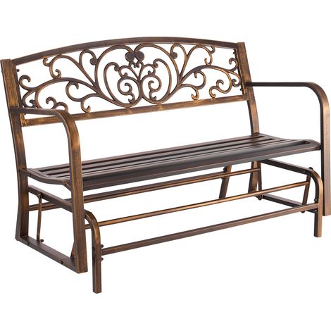 VEVOR Panca da Esterno, 127 cm, Struttura in Acciaio al Carbonio con Schienale in Ghisa e Braccioli con Bordo Arrotondato, Panca da Esterno Resistente alle Intemperie per Patio, Giardino, Parco