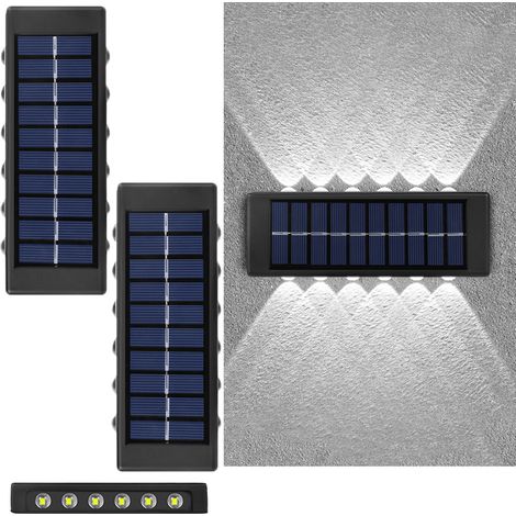 Appliques solaires , étanchéité IP65, idéales pour escaliers, cours et vérandas (lumière blanche - lot de 2) (1/5)
