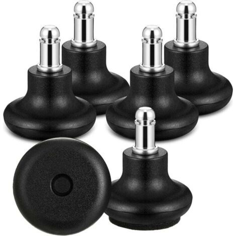 Lot de 5 roulettes pivotantes pour chaise de bureau (noir) Bell Glides de rechange pour chaise de bureau, roulettes pivotantes de 2 pouces pour tabouret à profil haut (1/4)