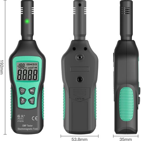 Compteur EMF, détecteur de rayonnement électromagnétique, détecteur EMF LCD numérique, testeur EMF pour la chasse aux fantômes, maison, bureau, extérieur, voyants lumineux, alerte sonore (1/5)