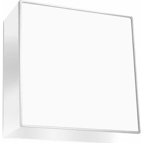 Wandleuchte Innen modern weiß Wandbeleuchtung Wandstrahler PVC Lampe Stahl Treppenhaus, quadrat, 1x E27, LxBxH: 25x25x12 cm