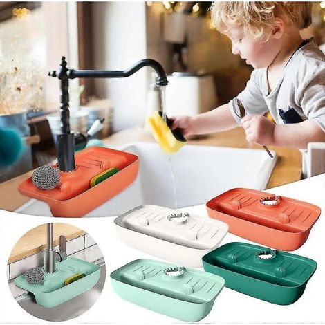 Protection anti-éclaboussures pour évier, tapis de robinet en silicone, égouttoir, torchon, porte-éponge pour cuisine et salle de bain (1/5)