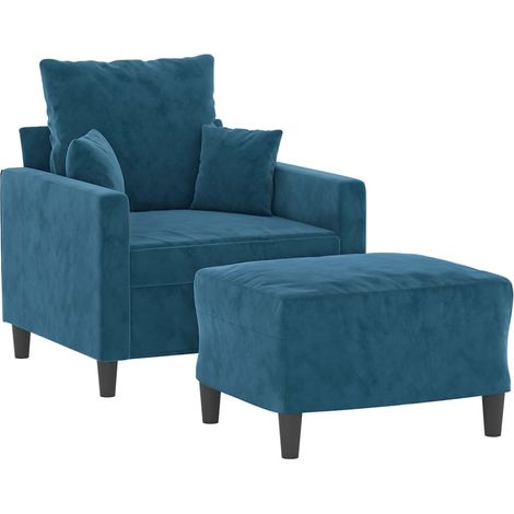 Sessel mit Hocker Blau 60 cm Samt vidaXL761953 (1/4)