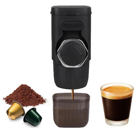 Tragbare Kaffeemaschine – 2-in-1 – Manuell – 15 Bar – Schwarz (1/2)