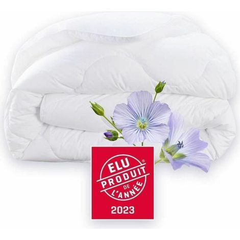 Bettdecke 220x240 cm DODO CHAMPS DE LIN - Warm - 450G/m² - Doppelbettdecke - Weich und warm - Milbenabweisend und antibakteriell