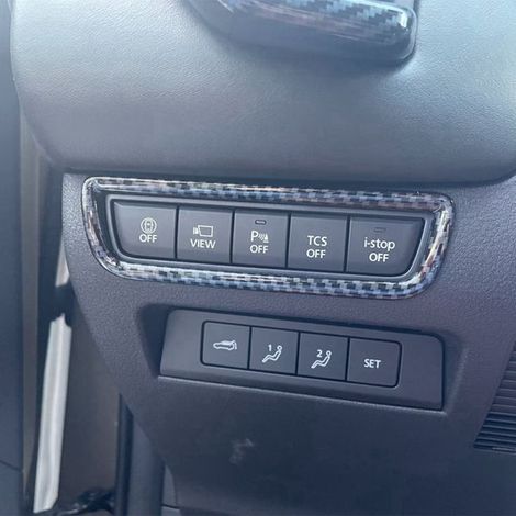Two colors: Carbon fiber textured Material: ABS Headlight switch cover, automotive interior accessory. (1/4)