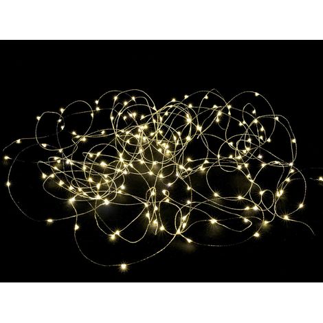 Fili di luci natalizie 18 metri con 180 Mini LED bianco caldo e cavo in metallo. Ideale per decorazioni natalizie interne, m 18 con luci+5 solo cavo
