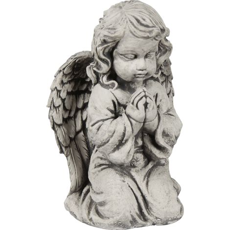 Scultura da giardino grigia, figura di angelo in pietra (1/5)